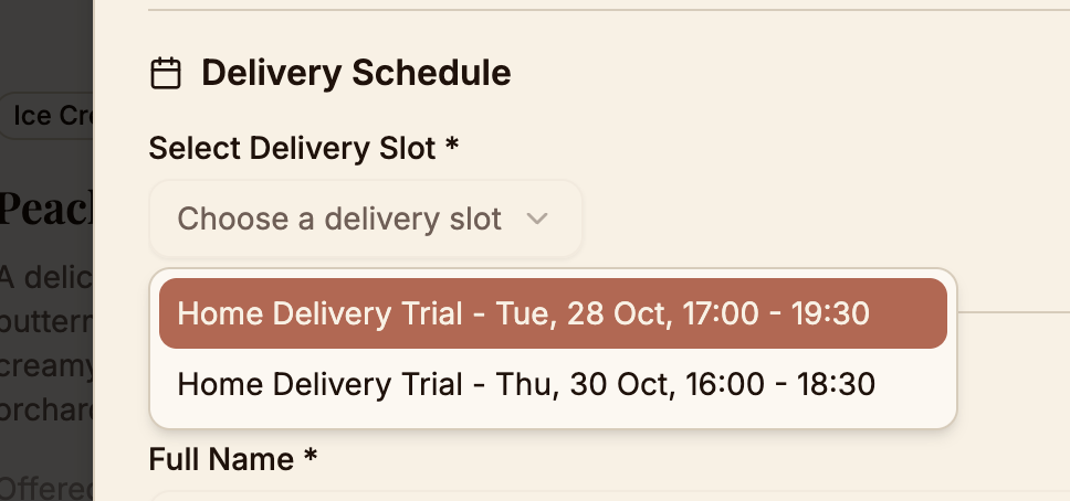 Delivery schedule selection
